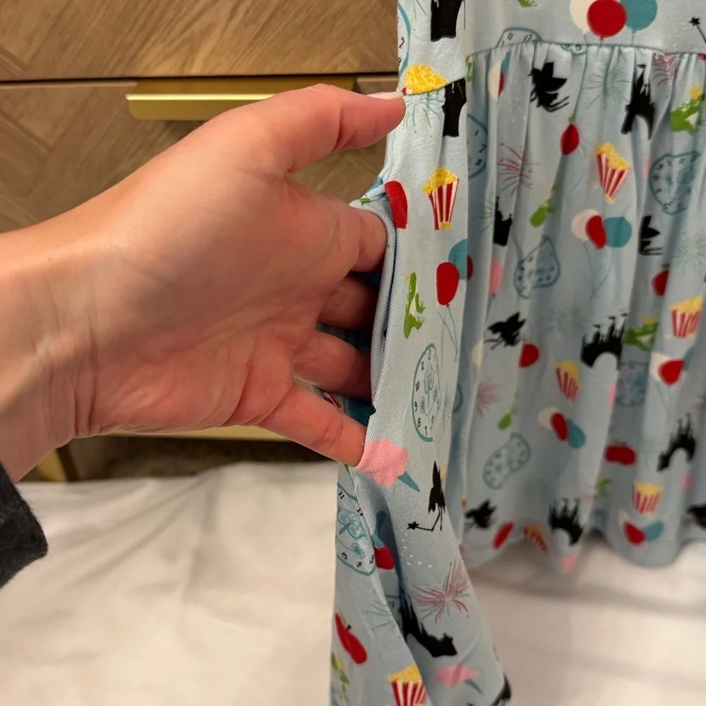 Kickee Pants Blue Dress with Red Trim and Fun Print